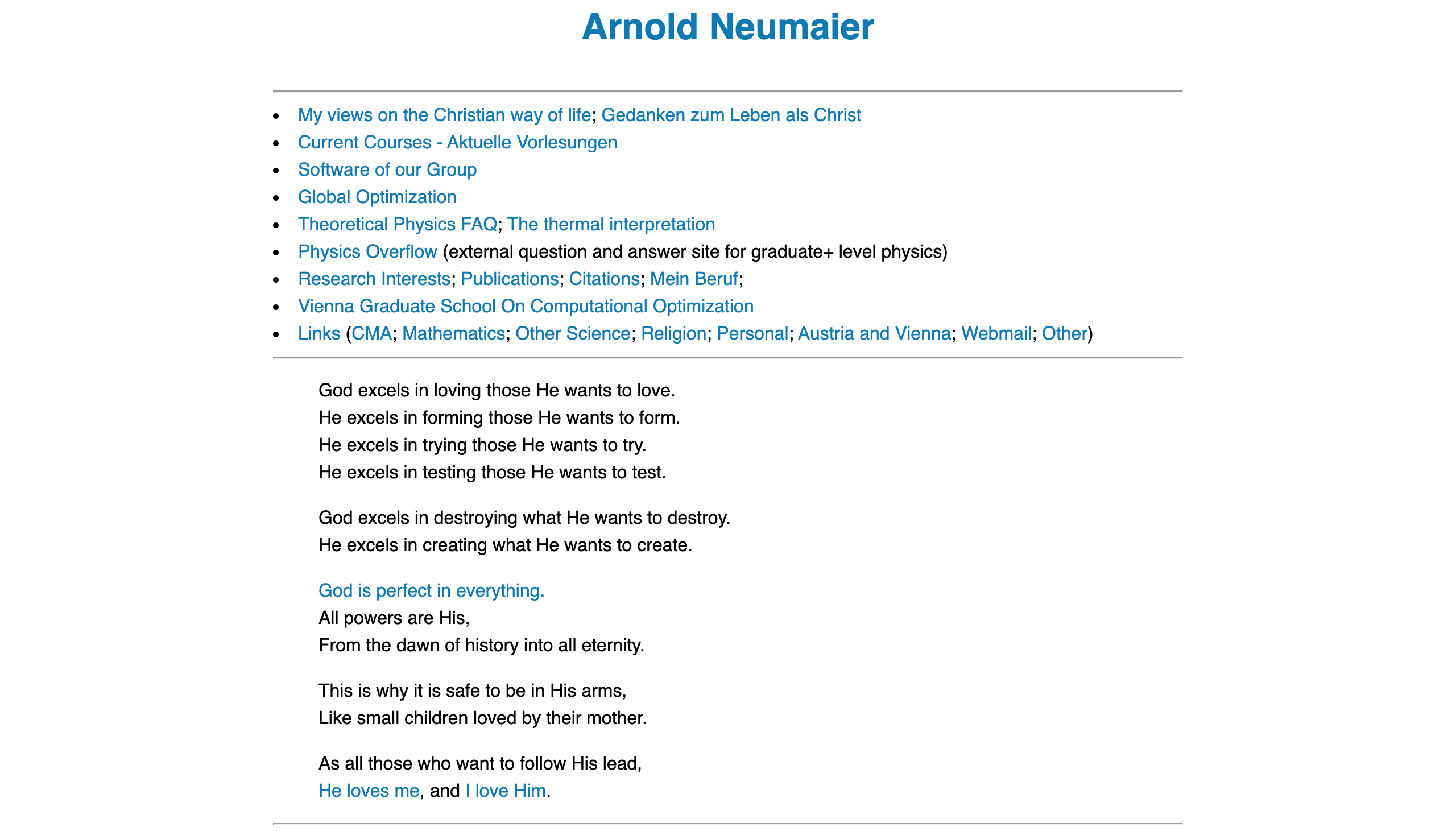 website of Arnold Neumaier with fixed line height